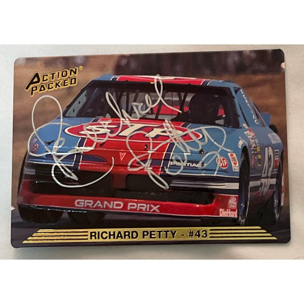 Autographed Richard Petty 1990s Action Packed Nascar Trading Card #43 Grand Prix